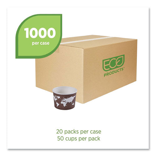 Image of Eco-Products® EP-BSC8-WA World Art Renewable and Compostable Food Container, 8 oz, 3.04" Diameter x 2.3" h, Plum, Paper, 50/Pack, 20 Packs/Carton