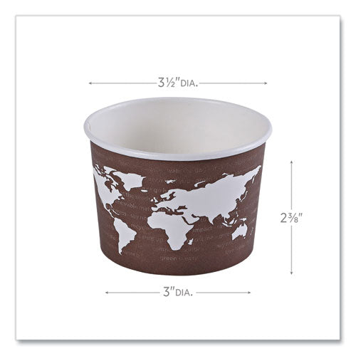 Image of Eco-Products® EP-BSC8-WA World Art Renewable and Compostable Food Container, 8 oz, 3.04" Diameter x 2.3" h, Plum, Paper, 50/Pack, 20 Packs/Carton