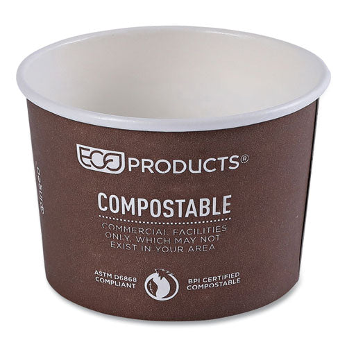Image of Eco-Products® EP-BSC8-WA World Art Renewable and Compostable Food Container, 8 oz, 3.04" Diameter x 2.3" h, Plum, Paper, 50/Pack, 20 Packs/Carton