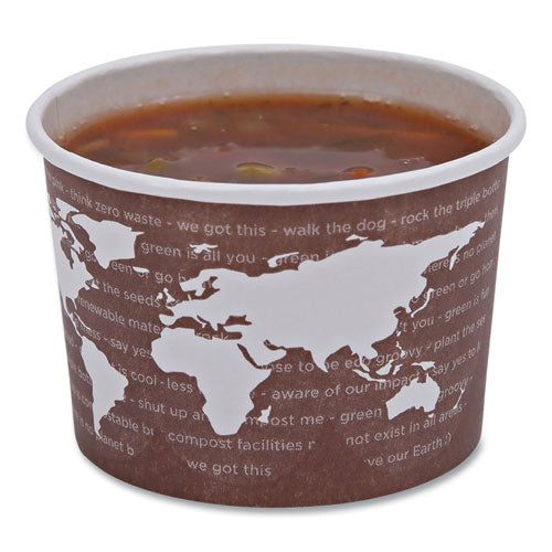Image of Eco-Products® EP-BSC8-WA World Art Renewable and Compostable Food Container, 8 oz, 3.04" Diameter x 2.3" h, Plum, Paper, 50/Pack, 20 Packs/Carton