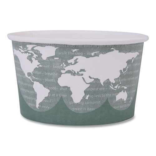 Image of Eco-ProductsÂ® World Art Renewable and Compostable Food Container, 12 oz, 4.05" Diameter x 2.5" h, Green, Paper, 25/Pack, 20 Packs/Carton