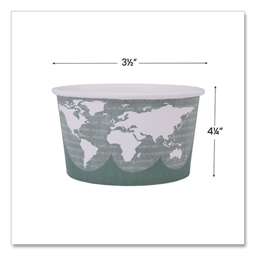 Image of Eco-ProductsÂ® World Art Renewable and Compostable Food Container, 12 oz, 4.05" Diameter x 2.5" h, Green, Paper, 25/Pack, 20 Packs/Carton