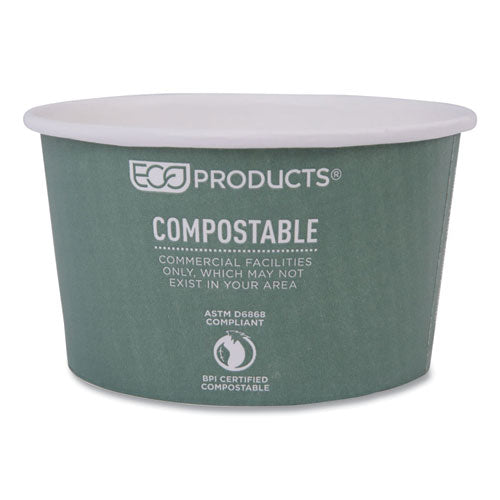 Image of Eco-ProductsÂ® World Art Renewable and Compostable Food Container, 12 oz, 4.05" Diameter x 2.5" h, Green, Paper, 25/Pack, 20 Packs/Carton