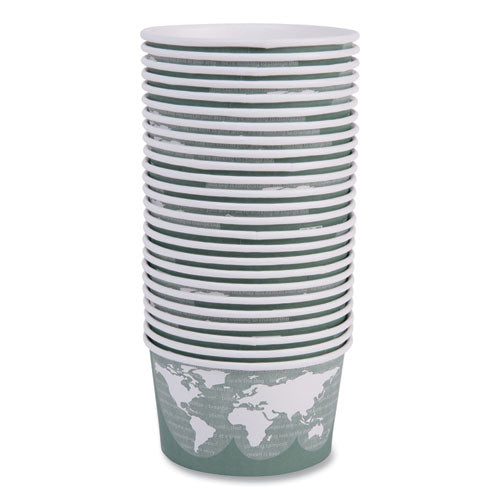 Image of Eco-ProductsÂ® World Art Renewable and Compostable Food Container, 12 oz, 4.05" Diameter x 2.5" h, Green, Paper, 25/Pack, 20 Packs/Carton