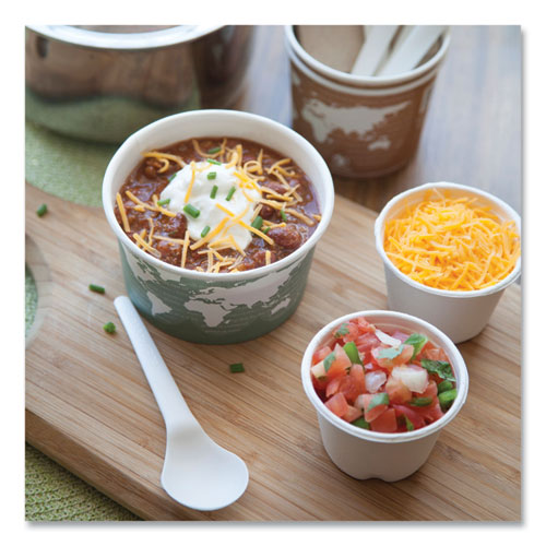 Image of Eco-ProductsÂ® World Art Renewable and Compostable Food Container, 12 oz, 4.05" Diameter x 2.5" h, Green, Paper, 25/Pack, 20 Packs/Carton