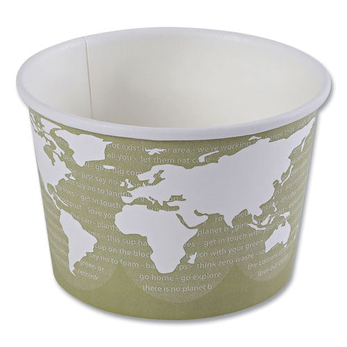 Image of Eco-Products® EP-BSC16-WA World Art Renewable and Compostable Food Container, 16 oz, 4.05" Diameter x 3" h, Sage, Paper, 25/Pack, 20 Packs/Carton