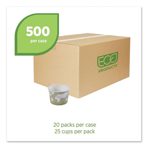 Image of Eco-Products® EP-BSC16-WA World Art Renewable and Compostable Food Container, 16 oz, 4.05" Diameter x 3" h, Sage, Paper, 25/Pack, 20 Packs/Carton