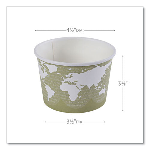 Image of Eco-Products® EP-BSC16-WA World Art Renewable and Compostable Food Container, 16 oz, 4.05" Diameter x 3" h, Sage, Paper, 25/Pack, 20 Packs/Carton
