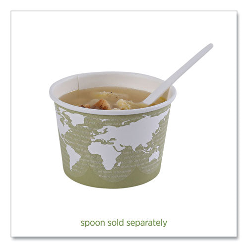 Image of Eco-Products® EP-BSC16-WA World Art Renewable and Compostable Food Container, 16 oz, 4.05" Diameter x 3" h, Sage, Paper, 25/Pack, 20 Packs/Carton