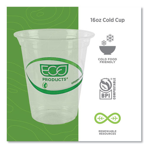 Image of Eco-Products® EP-CC16-GS GreenStripe Renewable and Compostable Cold Cups, 16 oz, Plastic, Clear, 50/Pack, 20 Packs/Carton