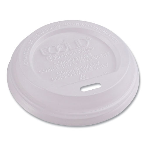 Image of Eco-Products® EP-ECOLID-8 EcoLid Renewable/Compostable Hot Cup Lids, Fits 8 oz Hot Cups, Plastic, White, 50/Packs, 16 Packs/Carton