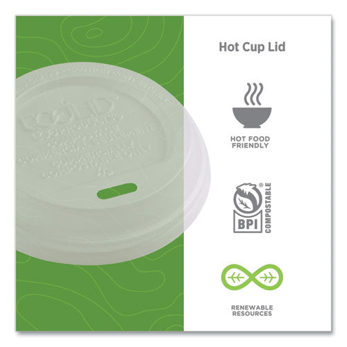 Image of Eco-Products® EP-ECOLID-8 EcoLid Renewable/Compostable Hot Cup Lids, Fits 8 oz Hot Cups, Plastic, White, 50/Packs, 16 Packs/Carton