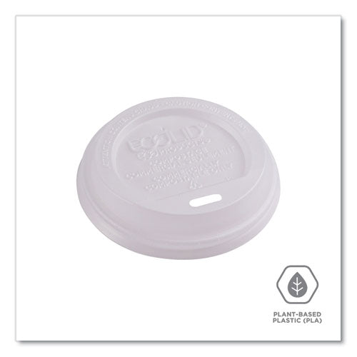 Image of Eco-Products® EP-ECOLID-8 EcoLid Renewable/Compostable Hot Cup Lids, Fits 8 oz Hot Cups, Plastic, White, 50/Packs, 16 Packs/Carton