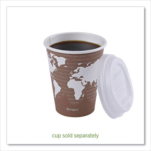 Image of Eco-Products® EP-ECOLID-8 EcoLid Renewable/Compostable Hot Cup Lids, Fits 8 oz Hot Cups, Plastic, White, 50/Packs, 16 Packs/Carton