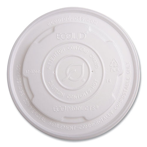 Image of Eco-Products® EP-ECOLID-SPL World Art PLA-Laminated Soup Container Lids, For 12 oz to 32 oz Containers, White, Plastic, 50/Pack, 10 Packs/Carton