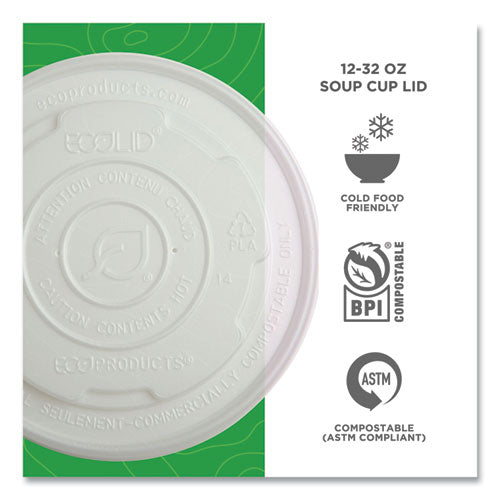 Image of Eco-Products® EP-ECOLID-SPL World Art PLA-Laminated Soup Container Lids, For 12 oz to 32 oz Containers, White, Plastic, 50/Pack, 10 Packs/Carton