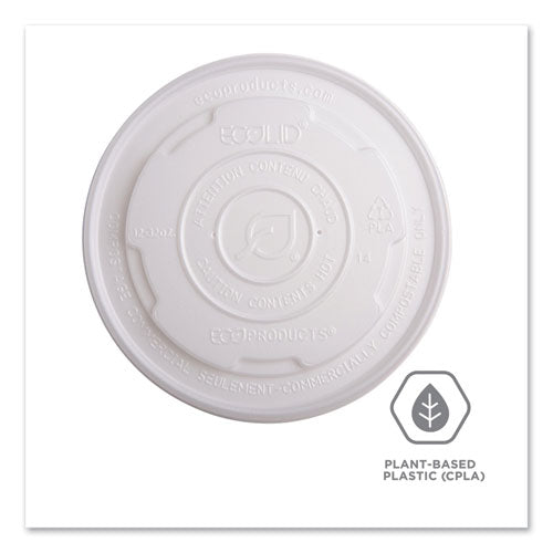 Image of Eco-Products® EP-ECOLID-SPL World Art PLA-Laminated Soup Container Lids, For 12 oz to 32 oz Containers, White, Plastic, 50/Pack, 10 Packs/Carton