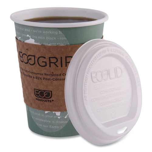 Image of Eco-Products® EP-ECOLID-W EcoLid Renewable/Compostable Hot Cup Lids, Fits 10 oz to 20 oz Hot Cups, Plastic, White, 50/Pack, 16 Packs/Carton