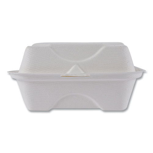 Image of Eco-Products® EP-HC6NFA Vanguard Renewable And Compostable Sugarcane Clamshells, 6 X 6 X 3, White, 500/carton