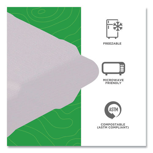 Image of Eco-Products® EP-HC93NFA Vanguard Renewable and Compostable Sugarcane Clamshells, 3 Compartments, 9 x 9 x 3, White, 200/Carton