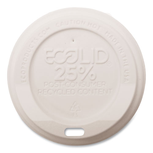 Image of Eco-Products® EP-HL8-WR EcoLid 25% Recycled Content Hot Cup Lid, Fits 8 oz Hot Cups, Plastic, White, 100/Pack, 10 Packs/Carton