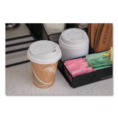 Image of Eco-Products® EP-HL8-WR EcoLid 25% Recycled Content Hot Cup Lid, Fits 8 oz Hot Cups, Plastic, White, 100/Pack, 10 Packs/Carton