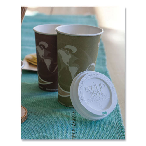 Image of Eco-Products® EP-HL16-WR EcoLid 25% Recycled Content Hot Cup Lid, Fits 10 oz to 20 oz Hot Cups, Plastic, White, 100/Pack, 10 Packs/Carton