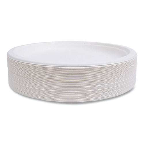Image of Eco-Products® EP-P005NFA Vanguard Renewable And Compostable Sugarcane Plates, 10" Dia, White, 500/carton