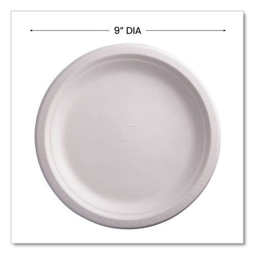 Image of Eco-Products® EP-P013NFA Vanguard Renewable And Compostable Sugarcane Plates, 9" Dia, White, 500/carton