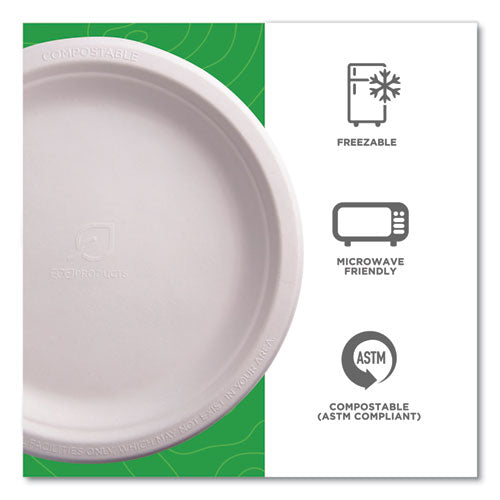 Image of Eco-Products® EP-P013NFA Vanguard Renewable And Compostable Sugarcane Plates, 9" Dia, White, 500/carton