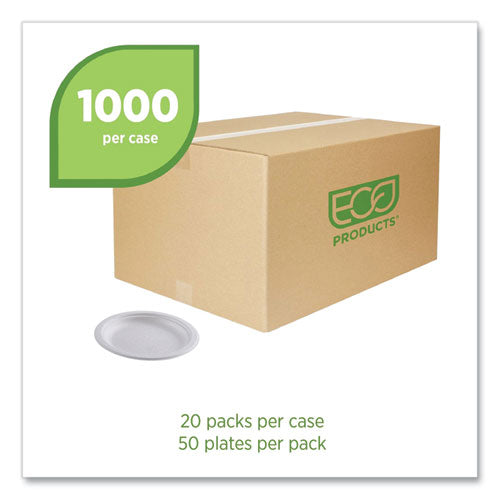 Image of Eco-Products® EP-P016NFA Vanguard Renewable And Compostable Sugarcane Plates, 6" Dia, White, 1,000/carton