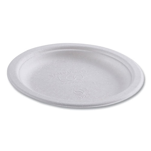 Image of Eco-Products® EP-P016NFA Vanguard Renewable And Compostable Sugarcane Plates, 6" Dia, White, 1,000/carton