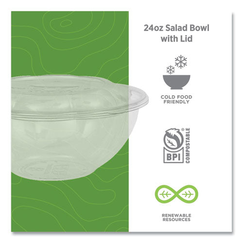 Image of Eco-Products® EP-SB24 Renewable and Compostable Salad Bowls with Lids, 24 oz, Clear, Plastic, 50/Pack, 3 Packs/Carton
