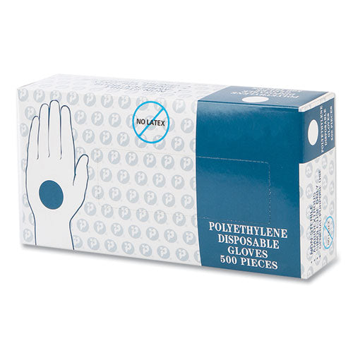 Image of Inteplast Group GL-LG2K Embossed Polyethylene Disposable Gloves, Powder-Free, Large, 3 mil Thick, Clear, 500/Box, 4 Boxes/Carton