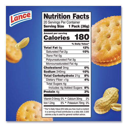 Image of Lance® OFXSN40654 Toasty Crackers, Peanut Butter, 1.25 oz Packet, 24/Box