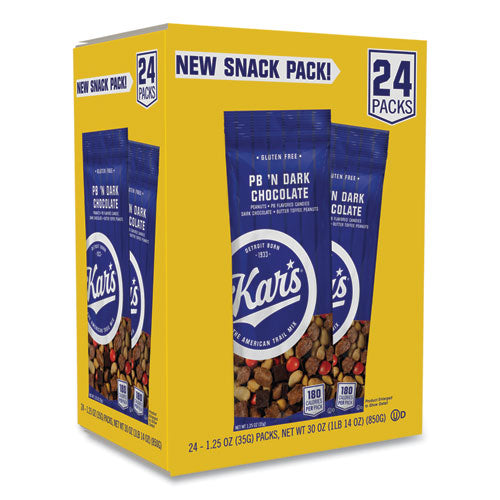 Image of Kar's OFX08037 Trail Mix, Dark Chocolate/Peanut Butter, 1.25 oz Packet, 24/Box