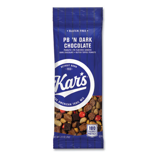 Image of Kar's OFX08037 Trail Mix, Dark Chocolate/Peanut Butter, 1.25 oz Packet, 24/Box