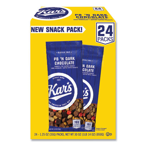 Image of Kar's OFX08037 Trail Mix, Dark Chocolate/Peanut Butter, 1.25 oz Packet, 24/Box