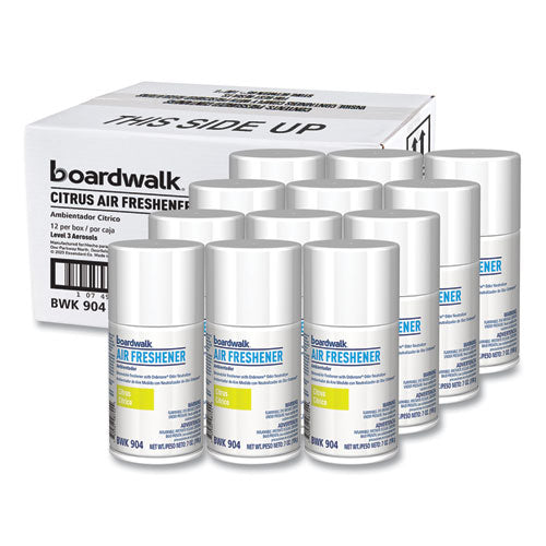 Image of Boardwalk® 1048768 Metered Air Freshener Refill, Citrus Sunrise Scent, 7 oz Aerosol Spray, 12/Carton