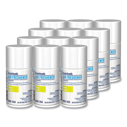 Image of Boardwalk® 1048768 Metered Air Freshener Refill, Citrus Sunrise Scent, 7 oz Aerosol Spray, 12/Carton