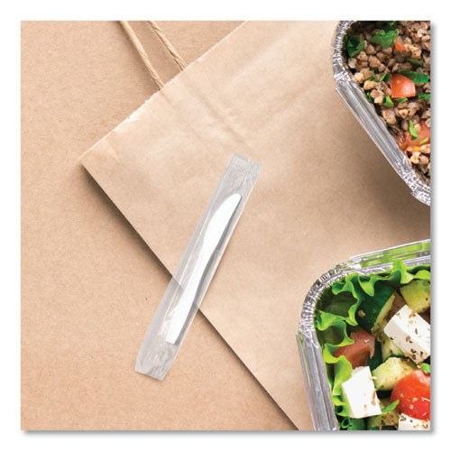 Image of SOLO® MOW2-0007 Regal Mediumweight Cutlery, Individually Wrapped, Knife, Plastic, White, 1,000/Carton