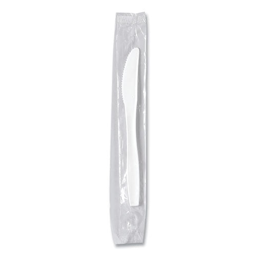 Image of SOLO® MOW2-0007 Regal Mediumweight Cutlery, Individually Wrapped, Knife, Plastic, White, 1,000/Carton