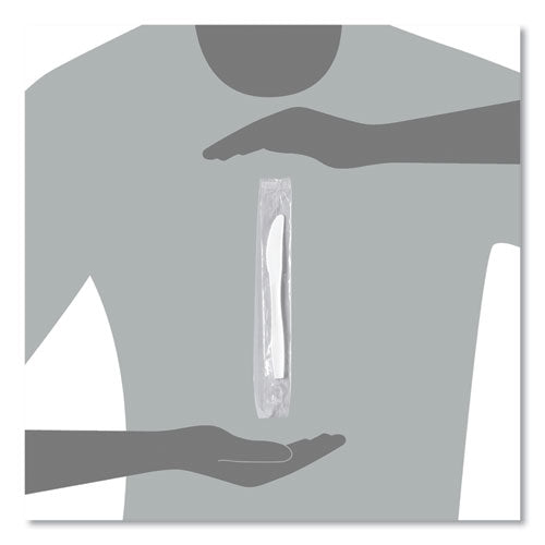 Image of SOLO® MOW2-0007 Regal Mediumweight Cutlery, Individually Wrapped, Knife, Plastic, White, 1,000/Carton