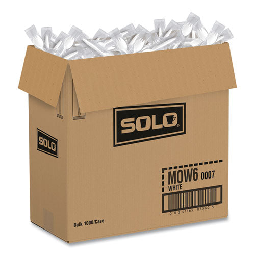 Image of SOLO® MOW6-0007 Regal Mediumweight Cutlery, Individually Wrapped, Spork, Plastic, White, 1,000/Carton
