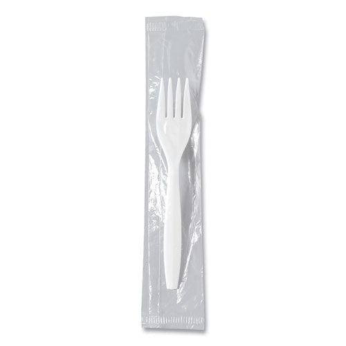 Image of SOLO® MOW1-0007 Regal Mediumweight Cutlery, Individually Wrapped, Fork, Plastic, White, 1,000/Carton