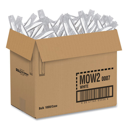 Image of SOLO® MOW2-0007 Regal Mediumweight Cutlery, Individually Wrapped, Knife, Plastic, White, 1,000/Carton