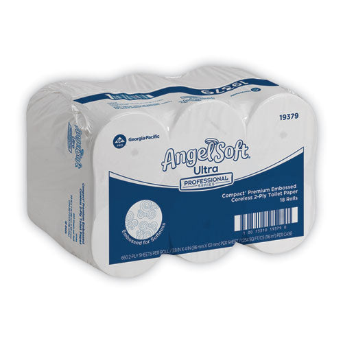 Image of Georgia Pacific® Professional 19379 Angel Soft ps Compact Coreless Premium Bathroom Tissue, 2-Ply, White, 660 Sheets/Roll, 18 Rolls/Carton