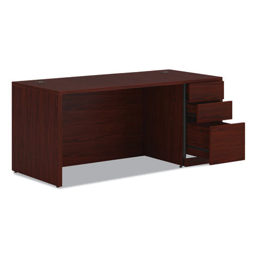 Image of HON® H105897R.NN 10500 Series Single Pedestal Desk, Right Pedestal: Box/Box/File, 66" x 30" x 29.5", Mahogany