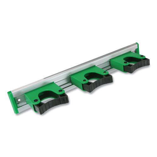 Image of Unger® HO350 Hang Up Cleaning Holder, 14 x 3.15 x 2.17, Silver/Green