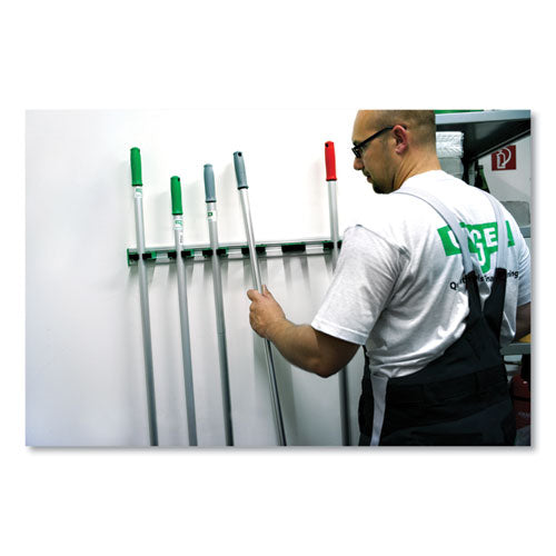 Image of Unger® HO350 Hang Up Cleaning Holder, 14 x 3.15 x 2.17, Silver/Green